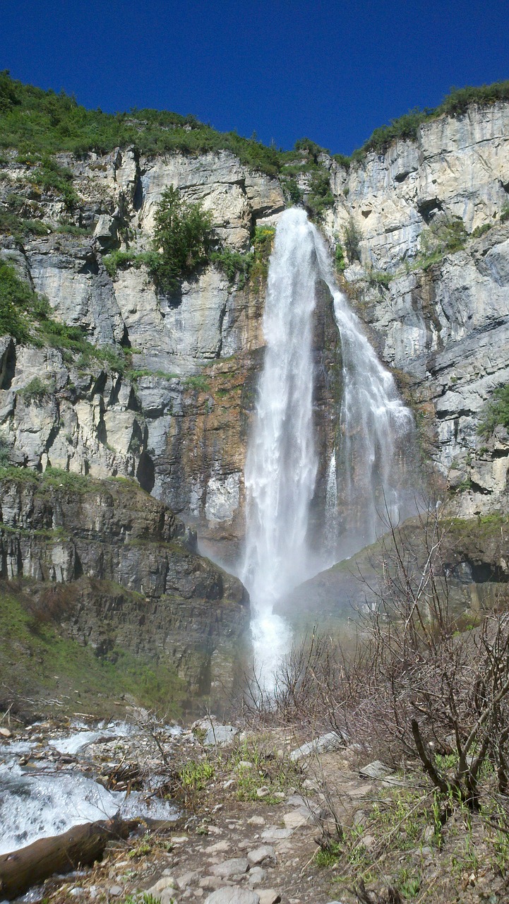 stewart falls waterfall cliff free photo