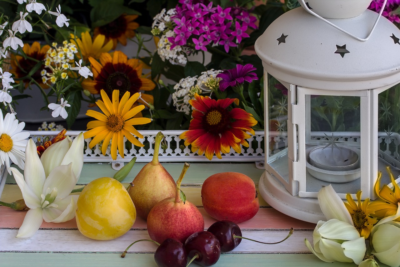 still life flowers fruit free photo