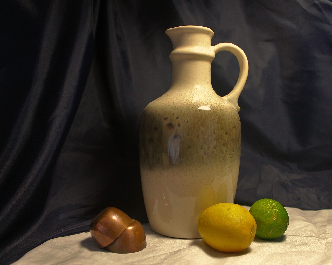 still life jug and fruit jug fruit and copper free photo