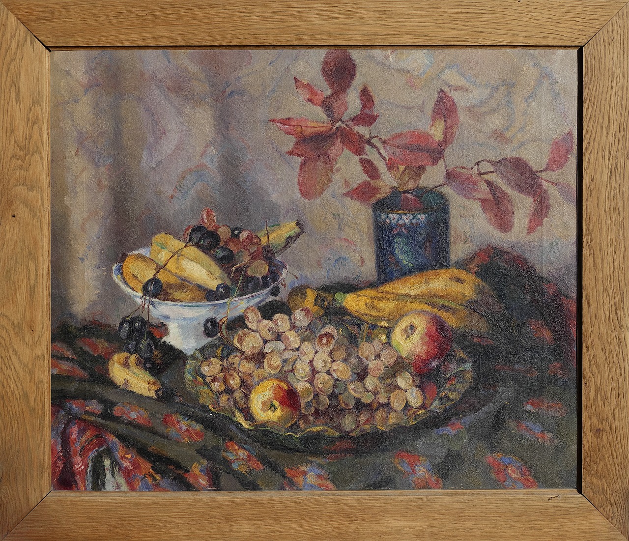 still life fruit basket painting free photo