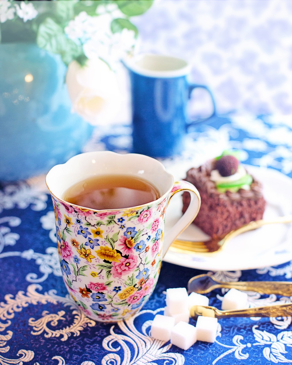 still life  blue  tea free photo