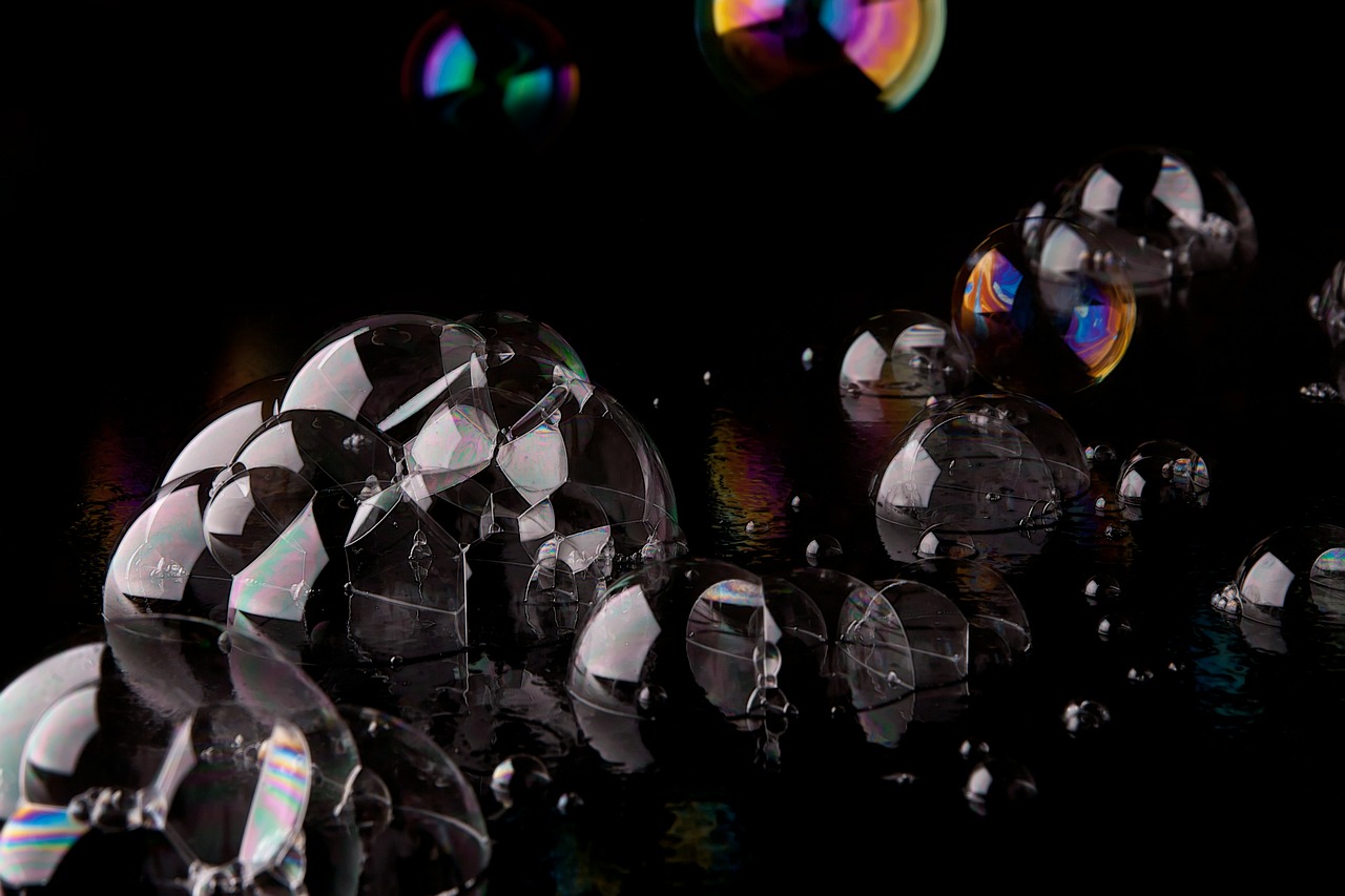 still life soap bubbles reflections free photo