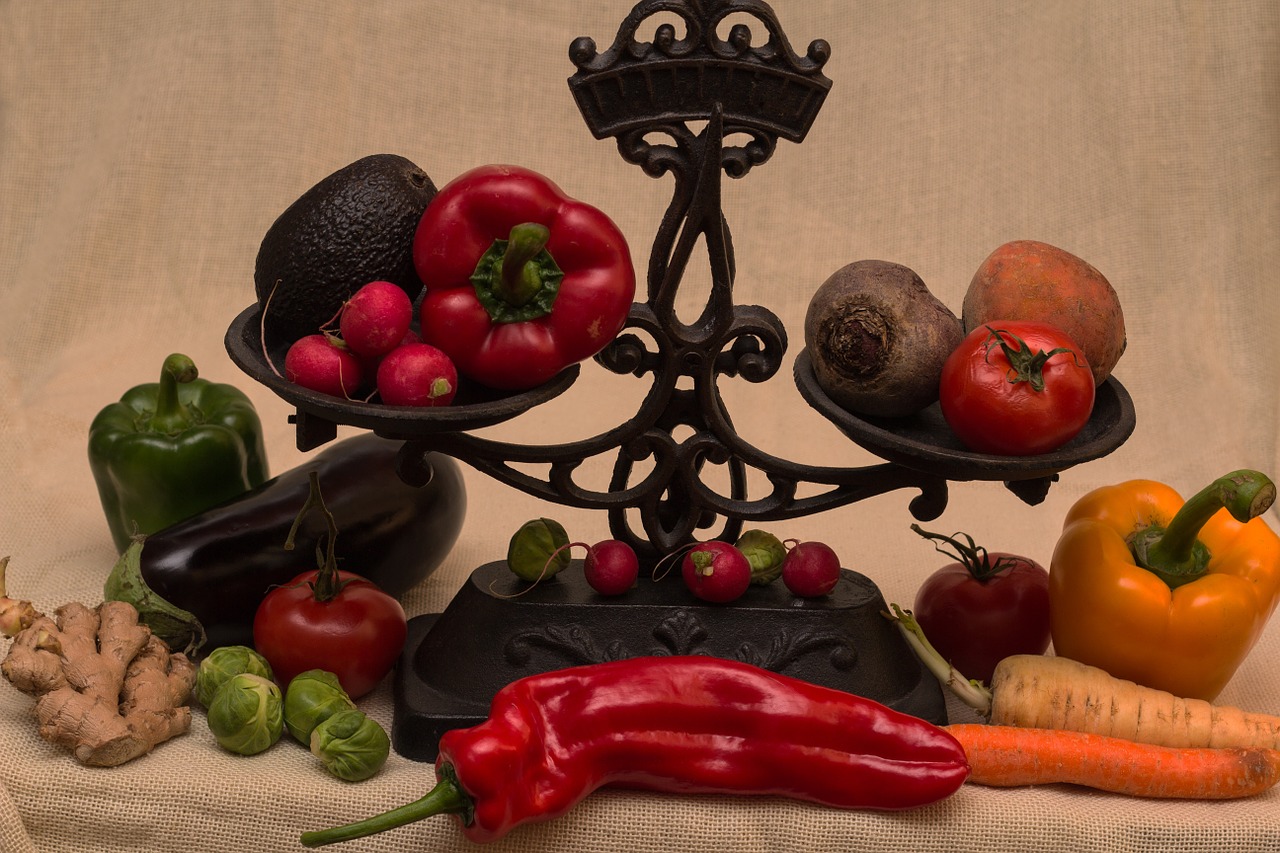 still life vegetables old scale free photo