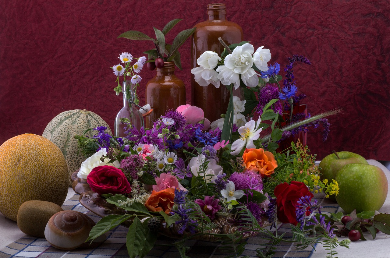 still life flowers composition free photo