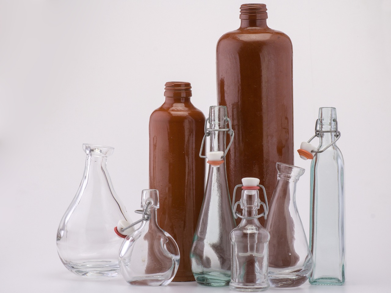 still life bottles transparent free photo