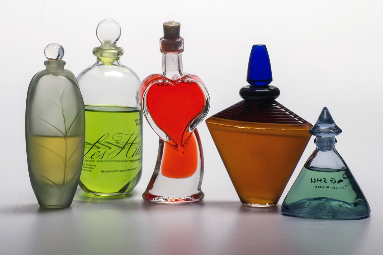 still life perfume bottles free photo