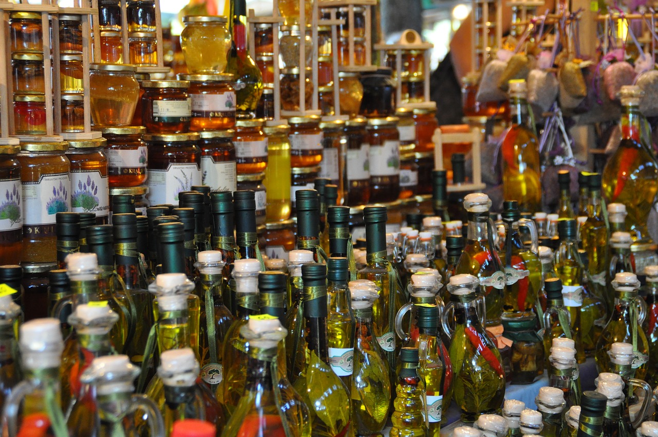 still life bottles market free photo