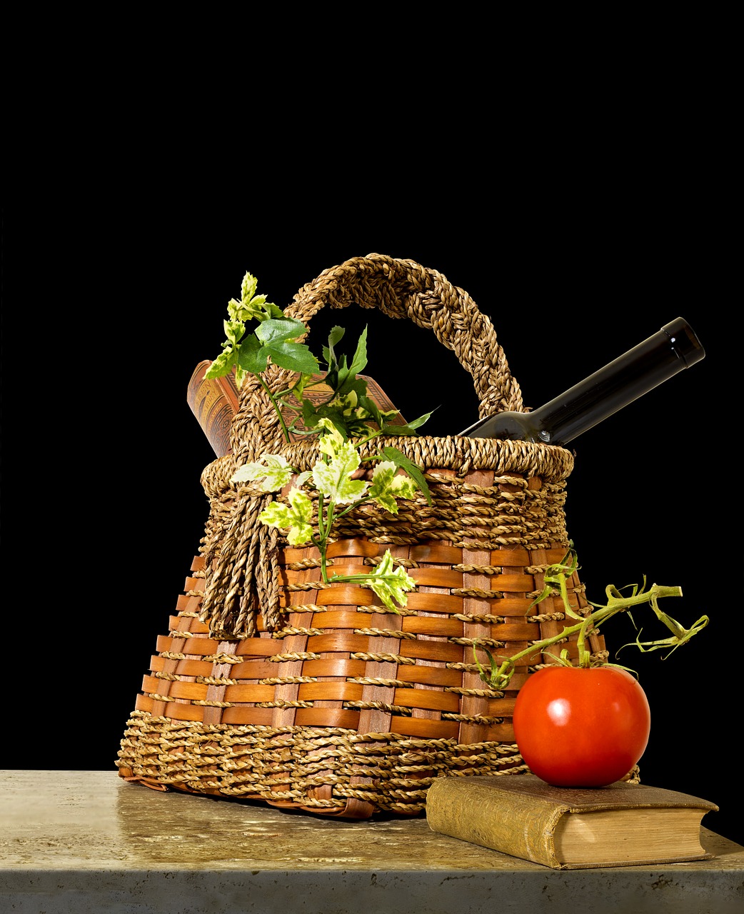 still life with basket still life basket free photo