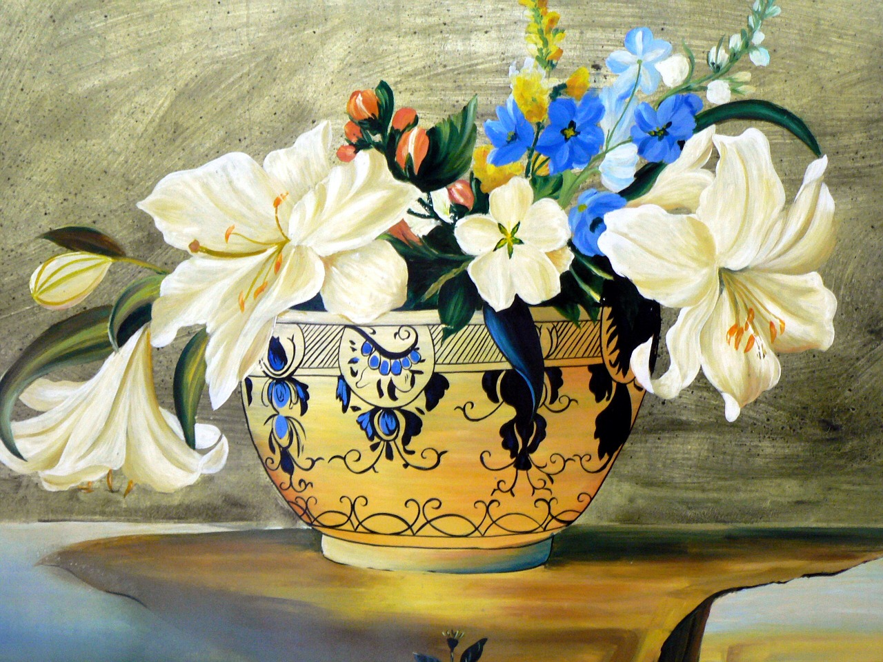 still lifes flowers silk painting free photo