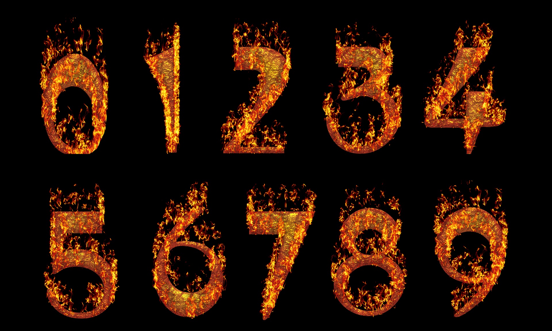 number fire flames free photo