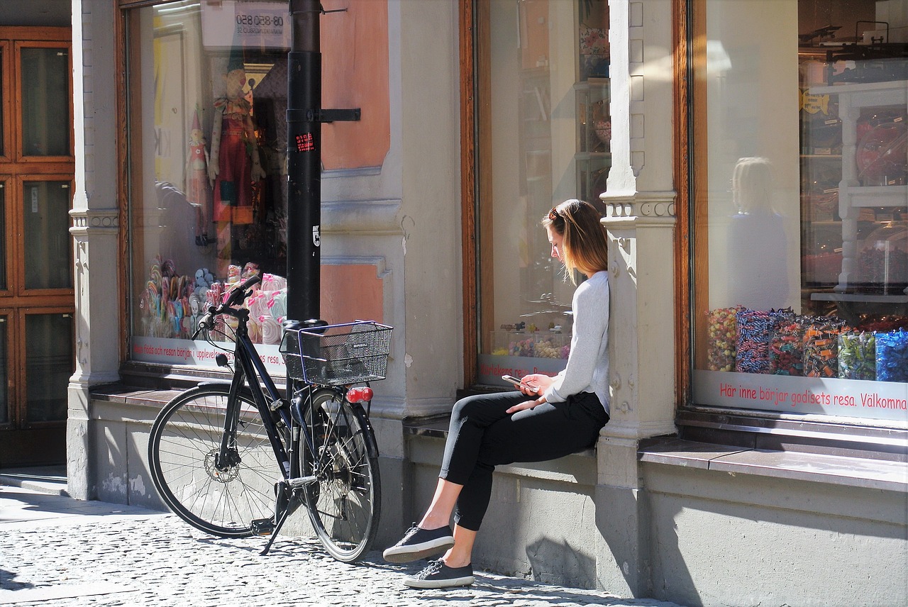 stockholm  woman  bike free photo