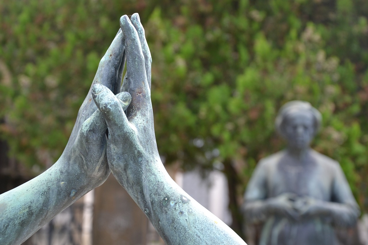 stone hands pray free photo