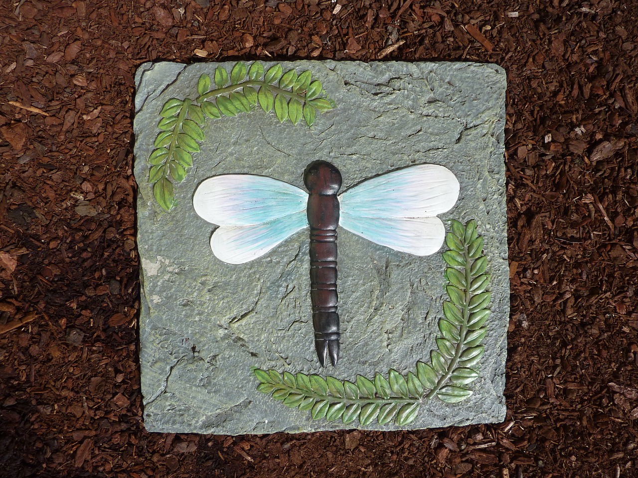 stone tile dragonfly free photo