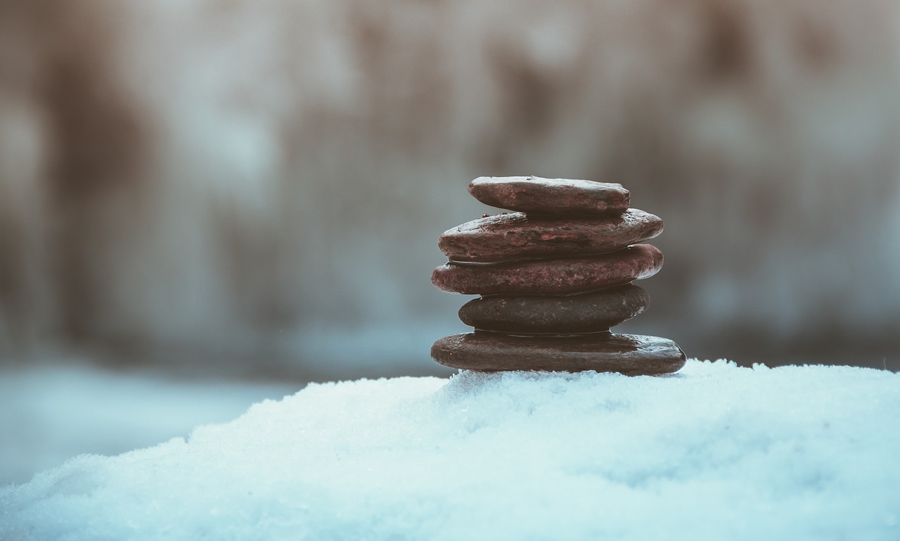 stone  balance  snow free photo