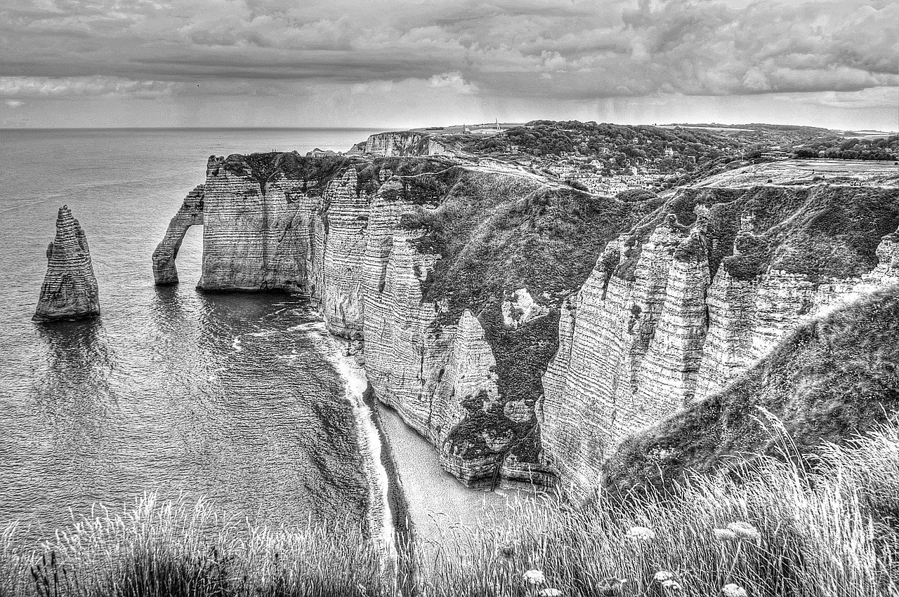 stone arch cliff etretat free photo