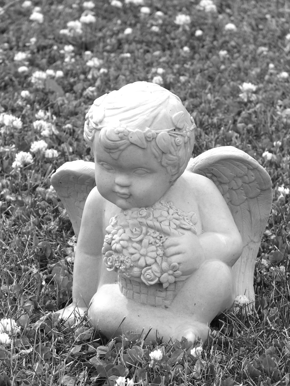 cherub ornament flowers free photo