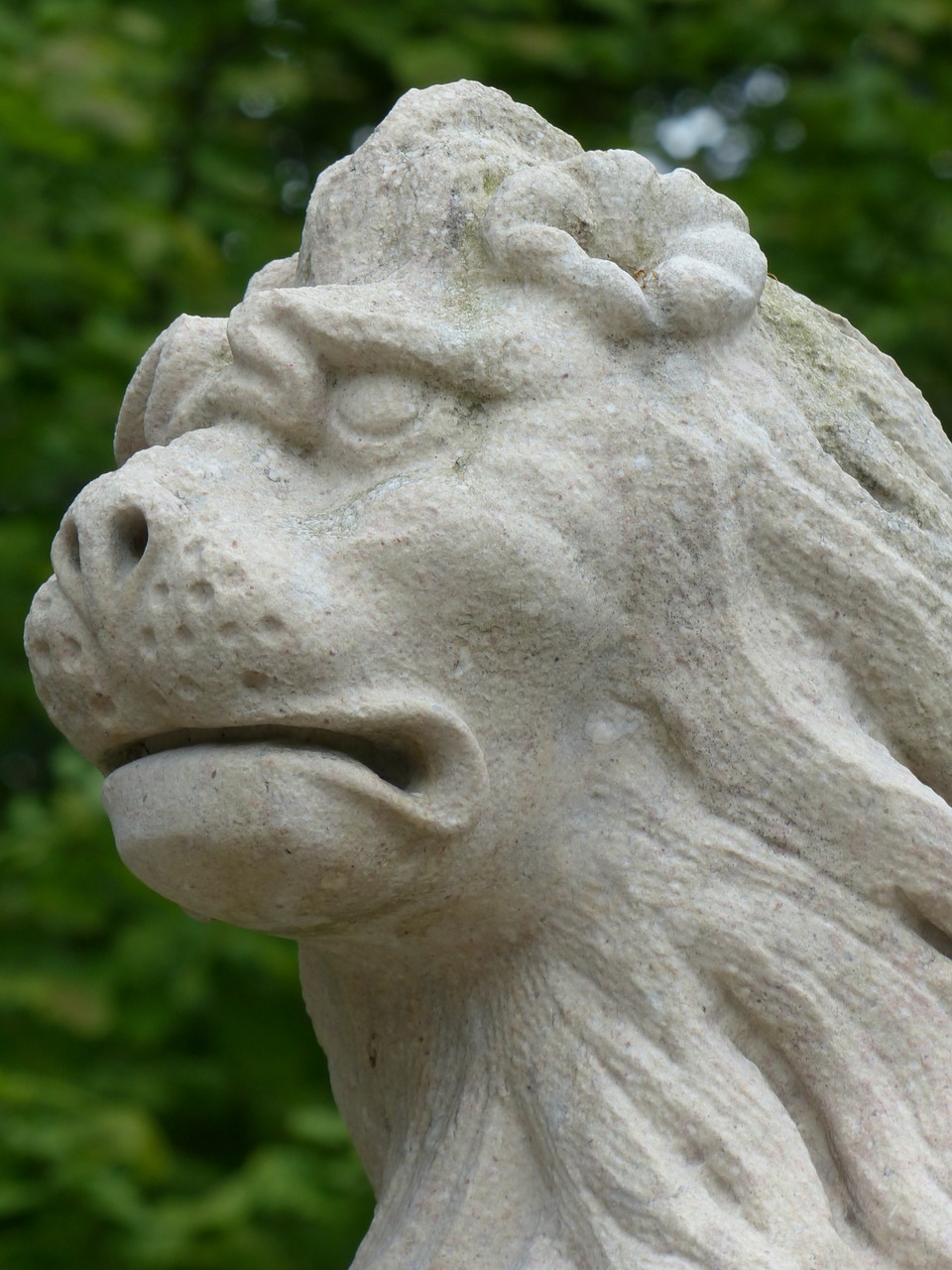 stone figure lion person free photo