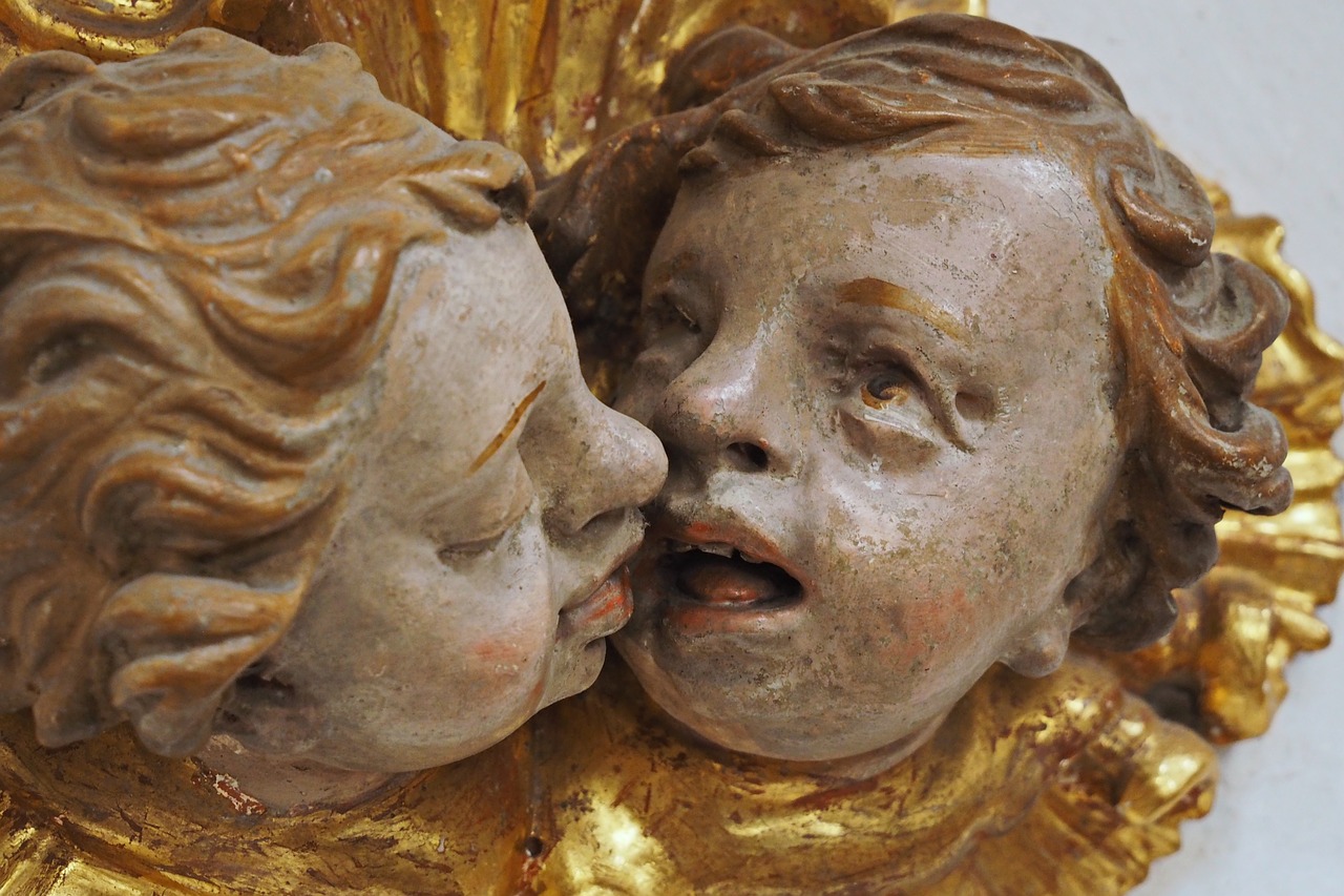 stone gaden monastery cherub kiss free photo