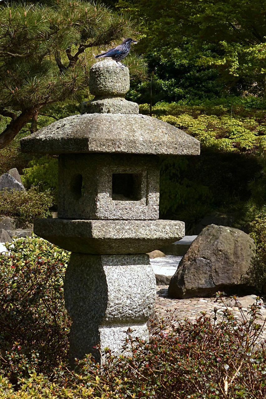 stone lamp japanese lantern from stone asian culture free photo