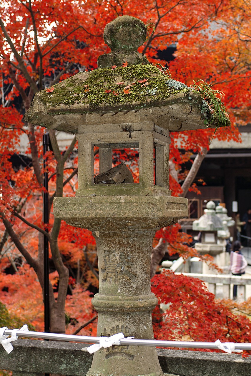 stone lantern autumn japan free photo