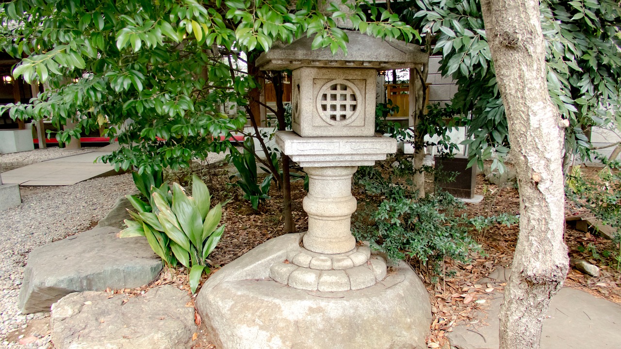 stone lanterns shrine japan free photo