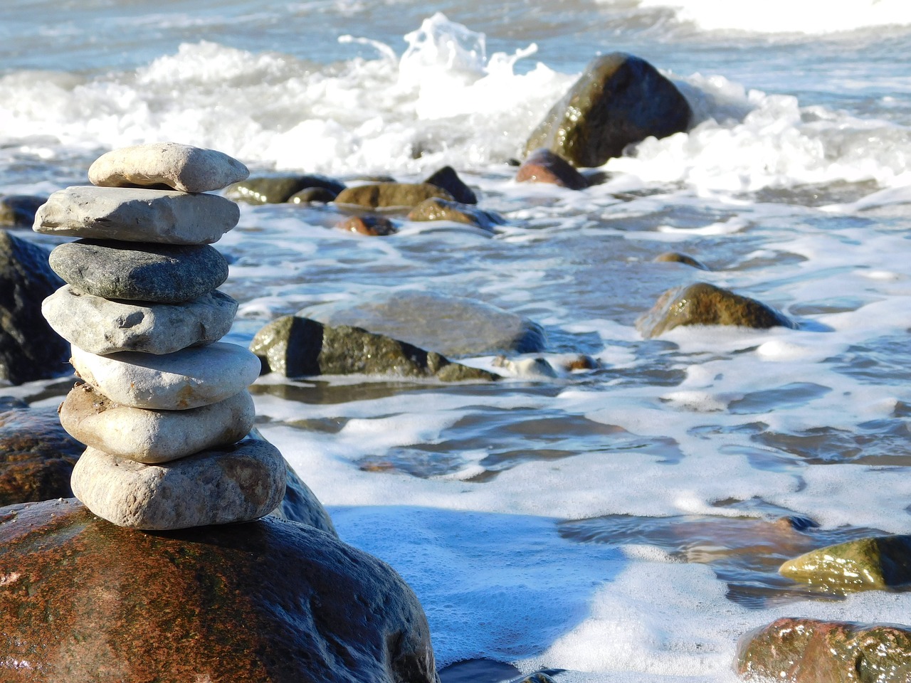 stone pile baltic sea stones free photo