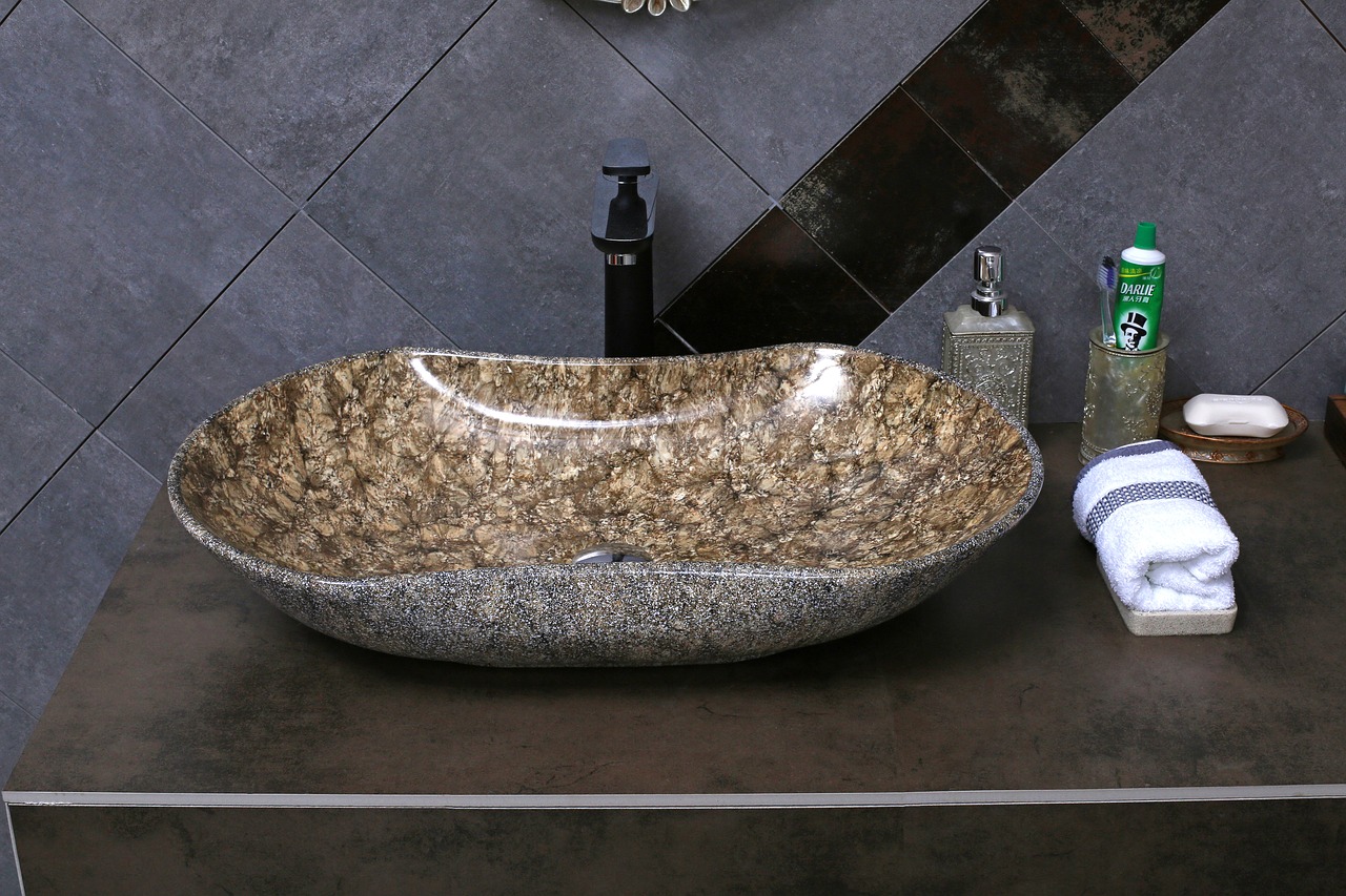 stone textured basin  wash basin  ceramic basin free photo