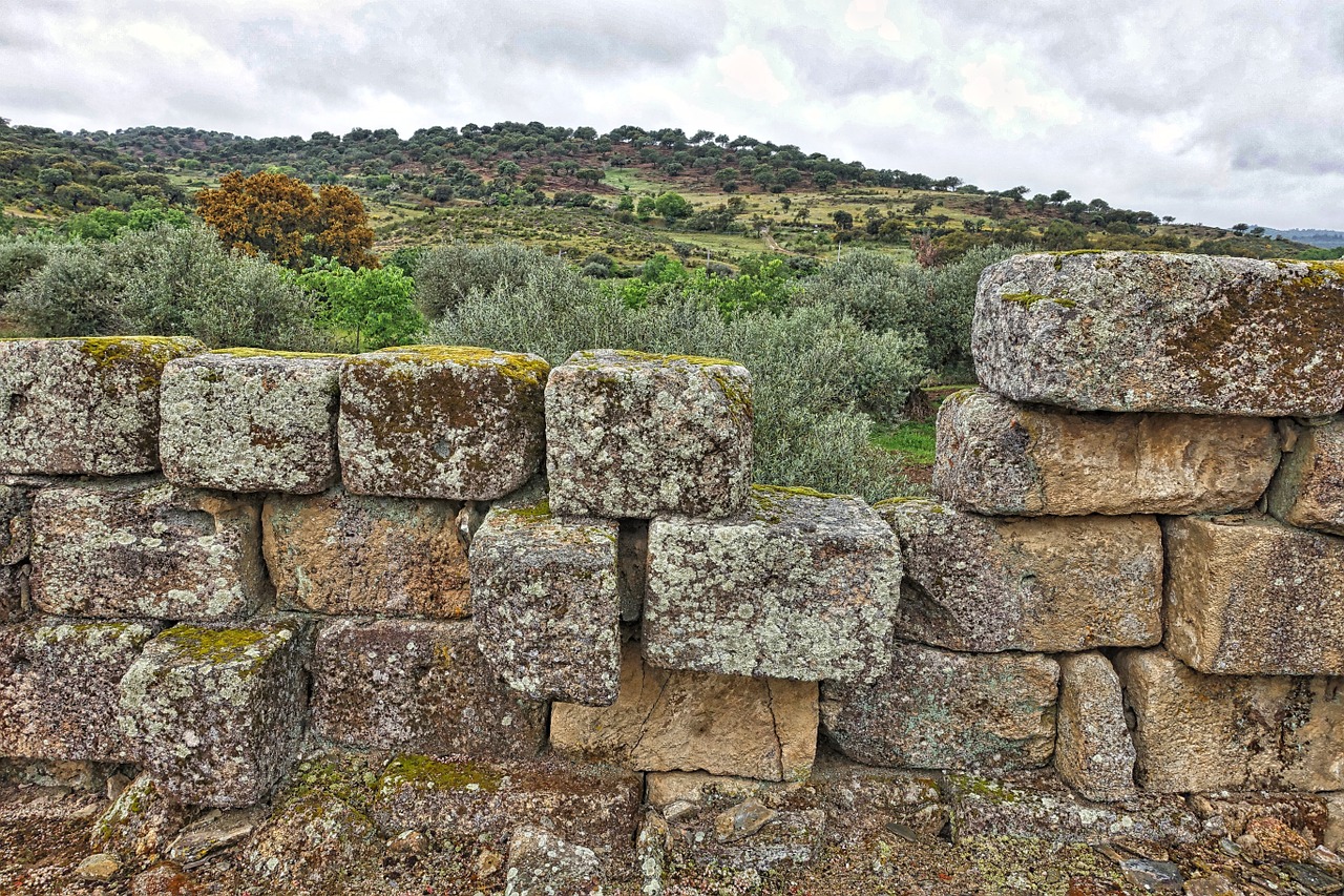 stone wall blocks broken free photo