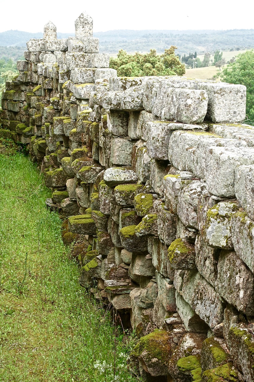 stone wall blocks broken free photo