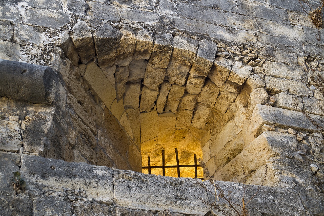 stone wall window illuminated window free photo