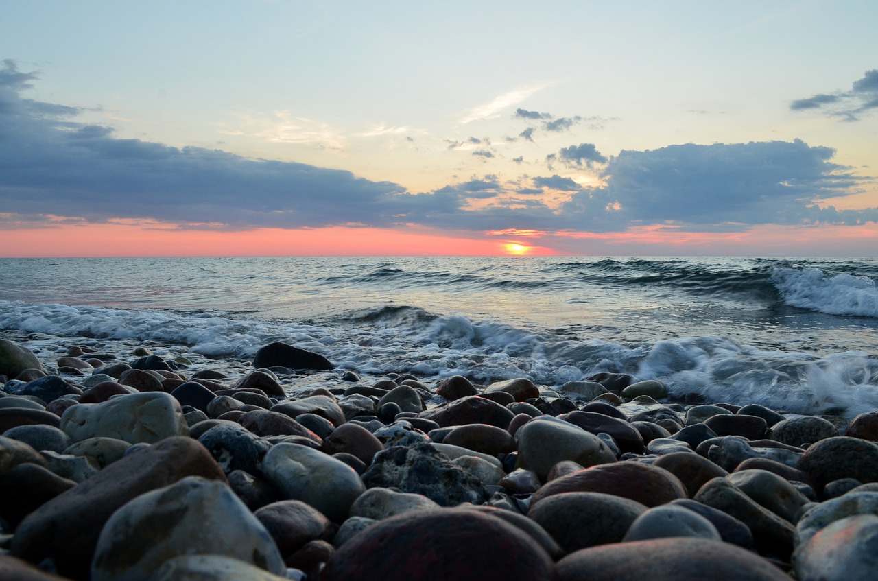 stones sea sunset free photo