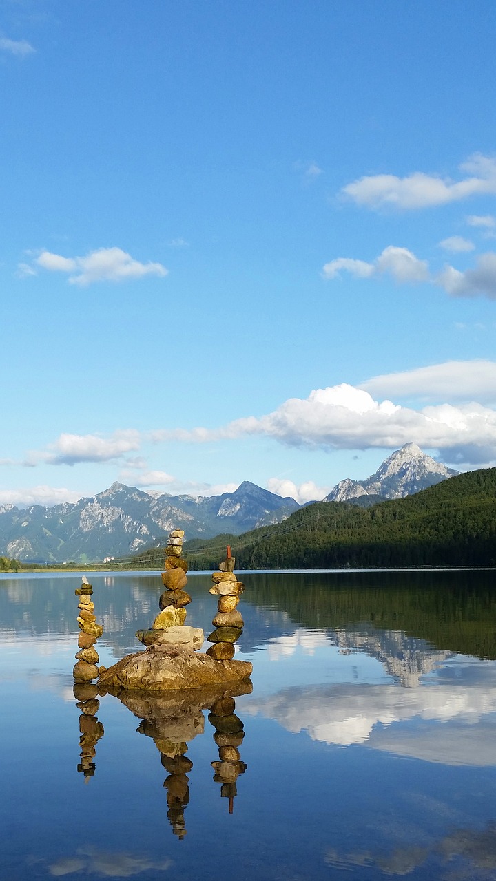 stones stone towers lake free photo