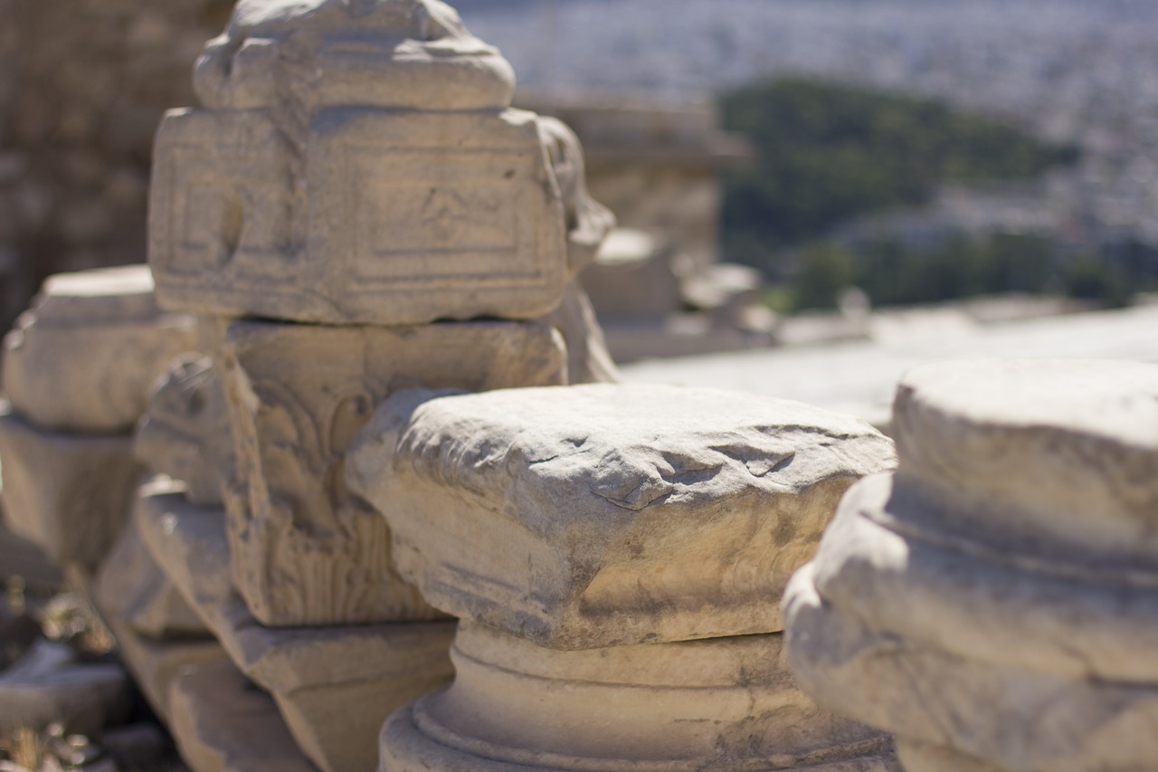 stones acropolis columns free photo