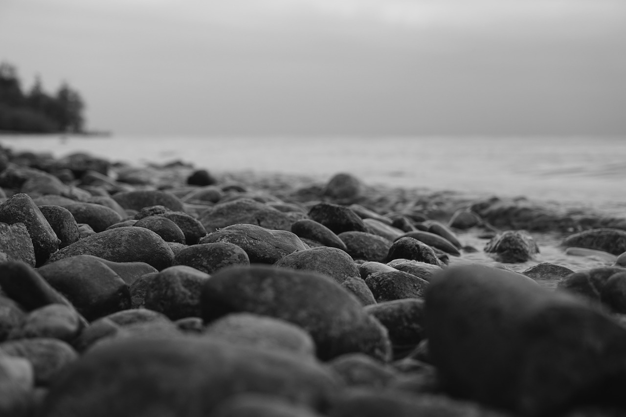 stones beach black and white free photo