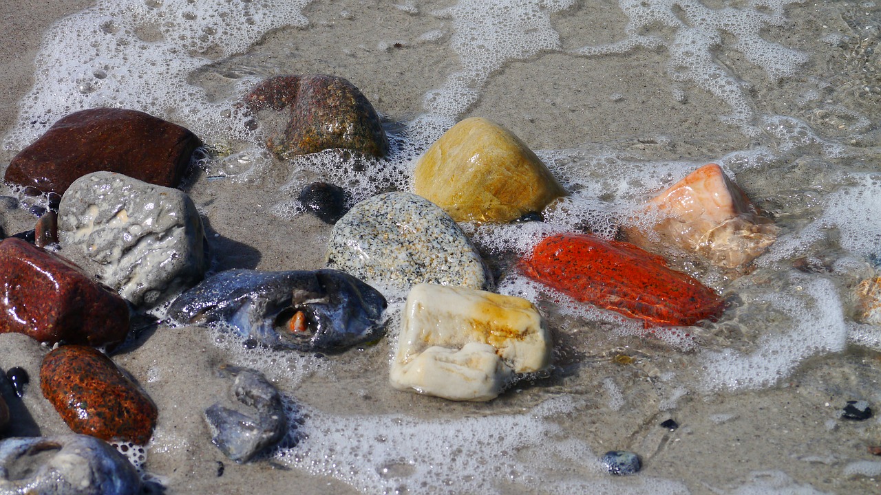 stones colorful beach free photo