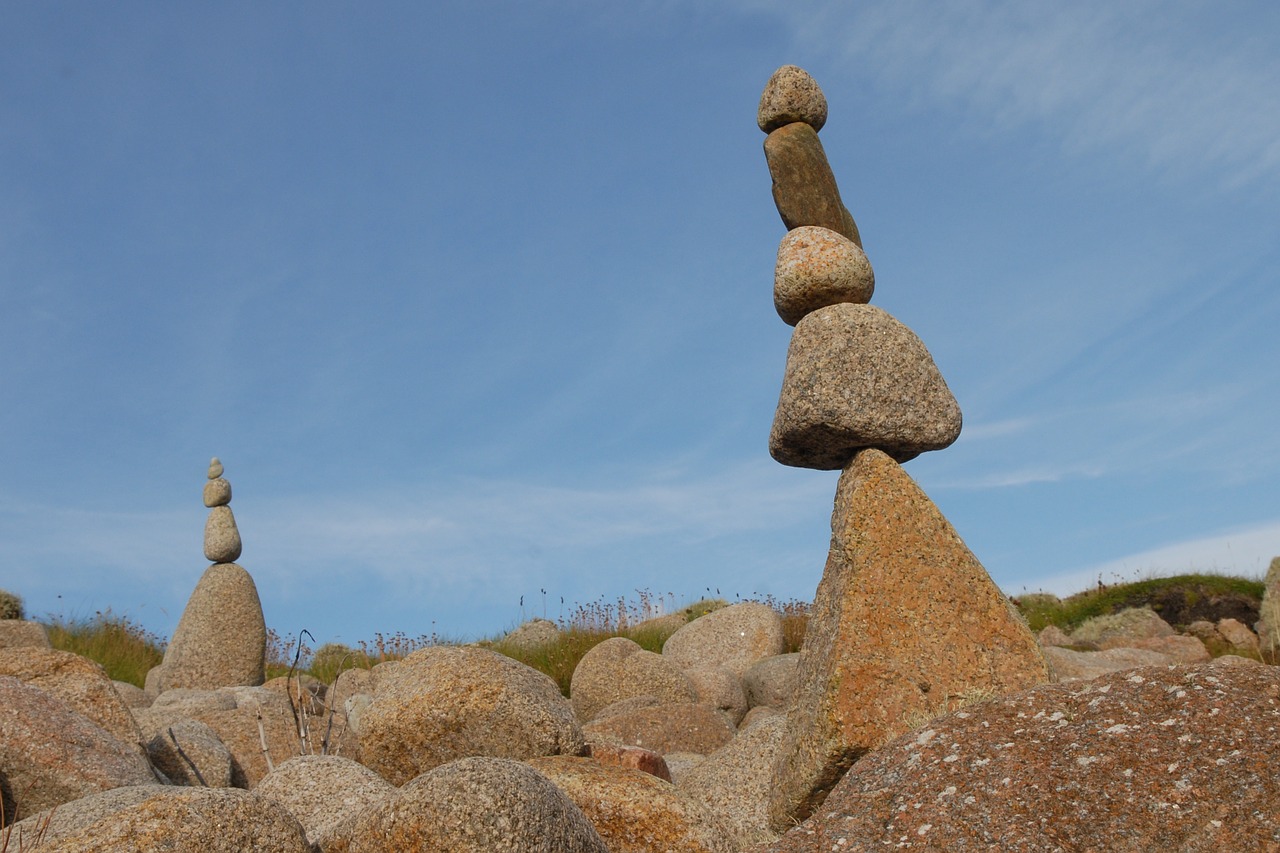 stones cairn landscape free photo