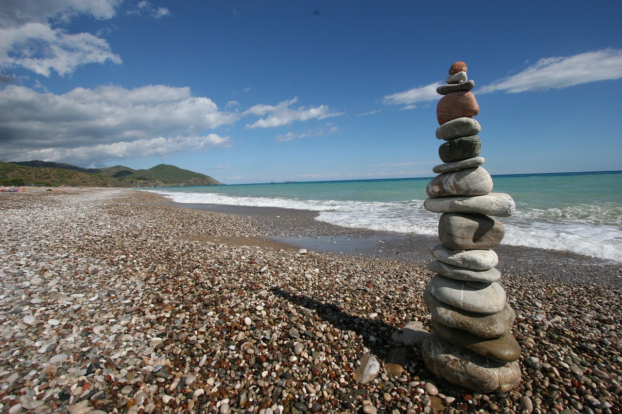 stones ocean meditate free photo