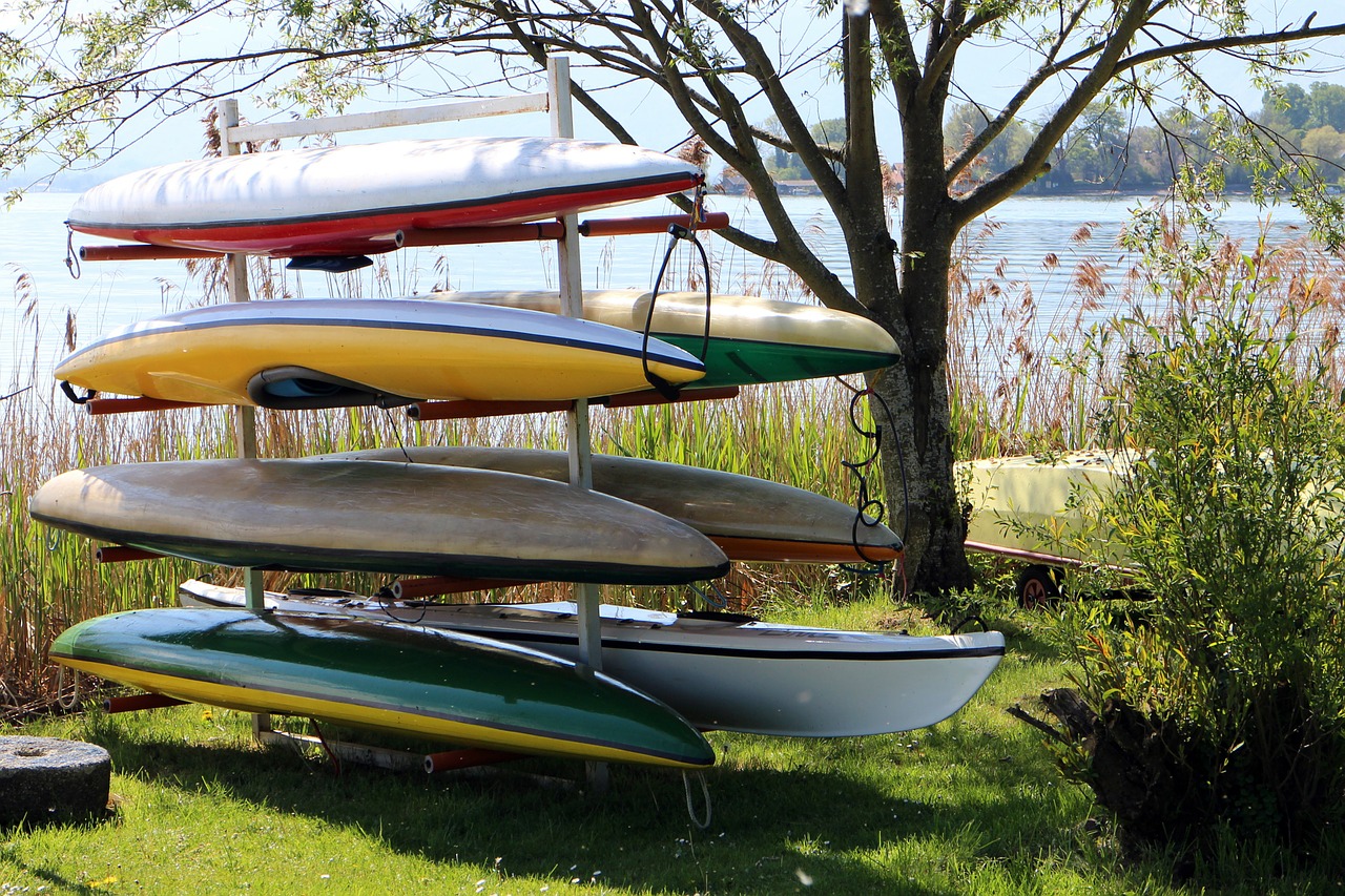 storage boats canoeing free photo