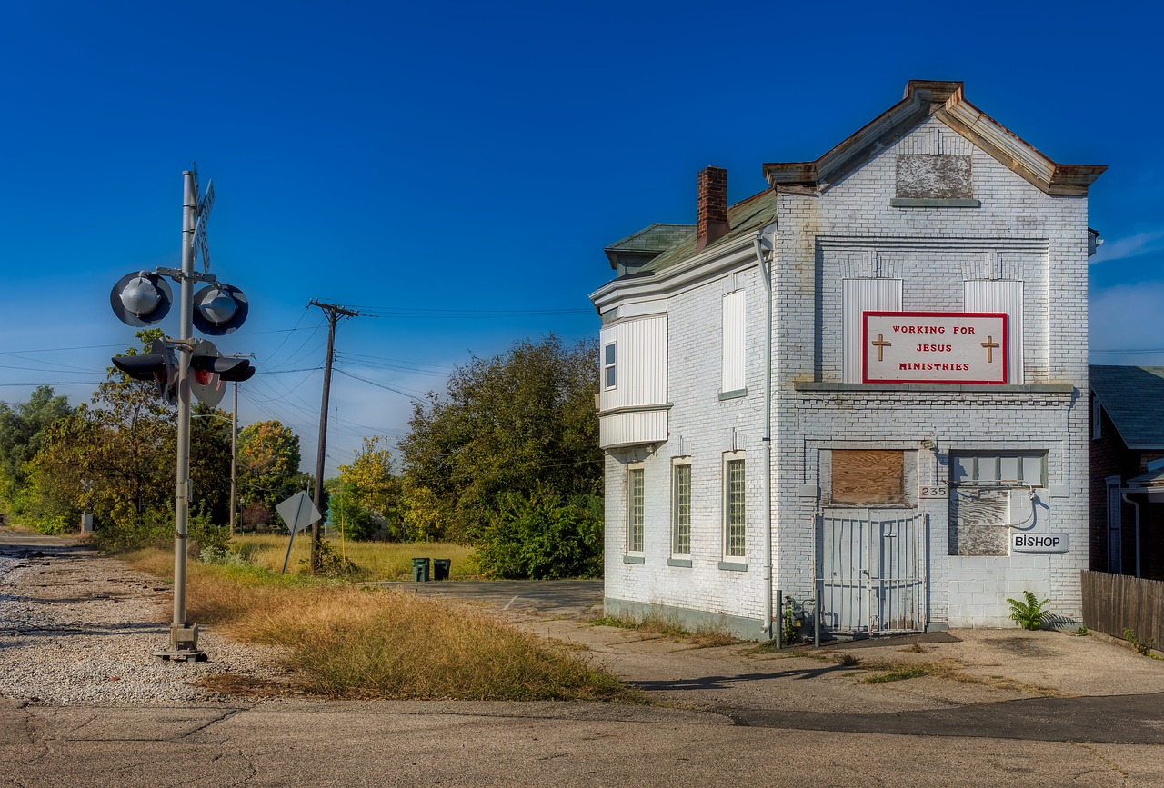 storefront church  abandoned  buildings free photo