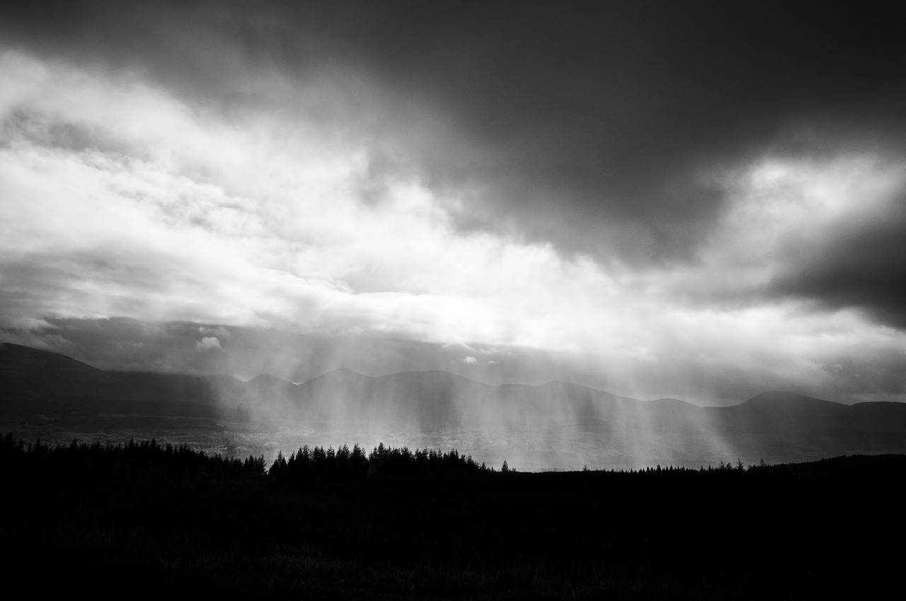storm black and white rain free photo