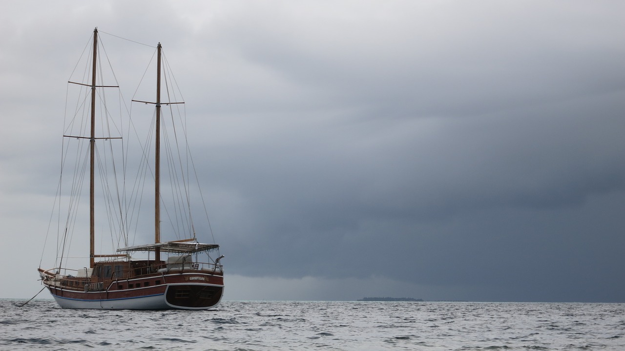 storm yacht sea free photo