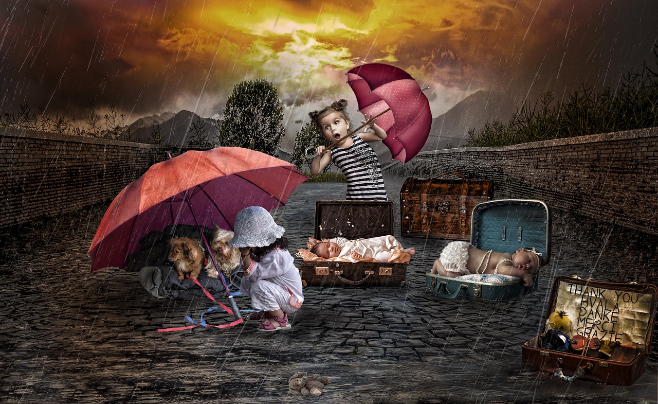 storm rain child free photo