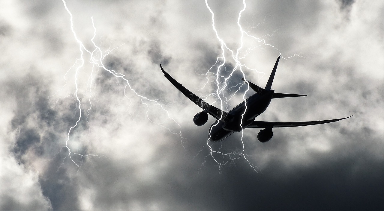 storm  lightning  aircraft free photo