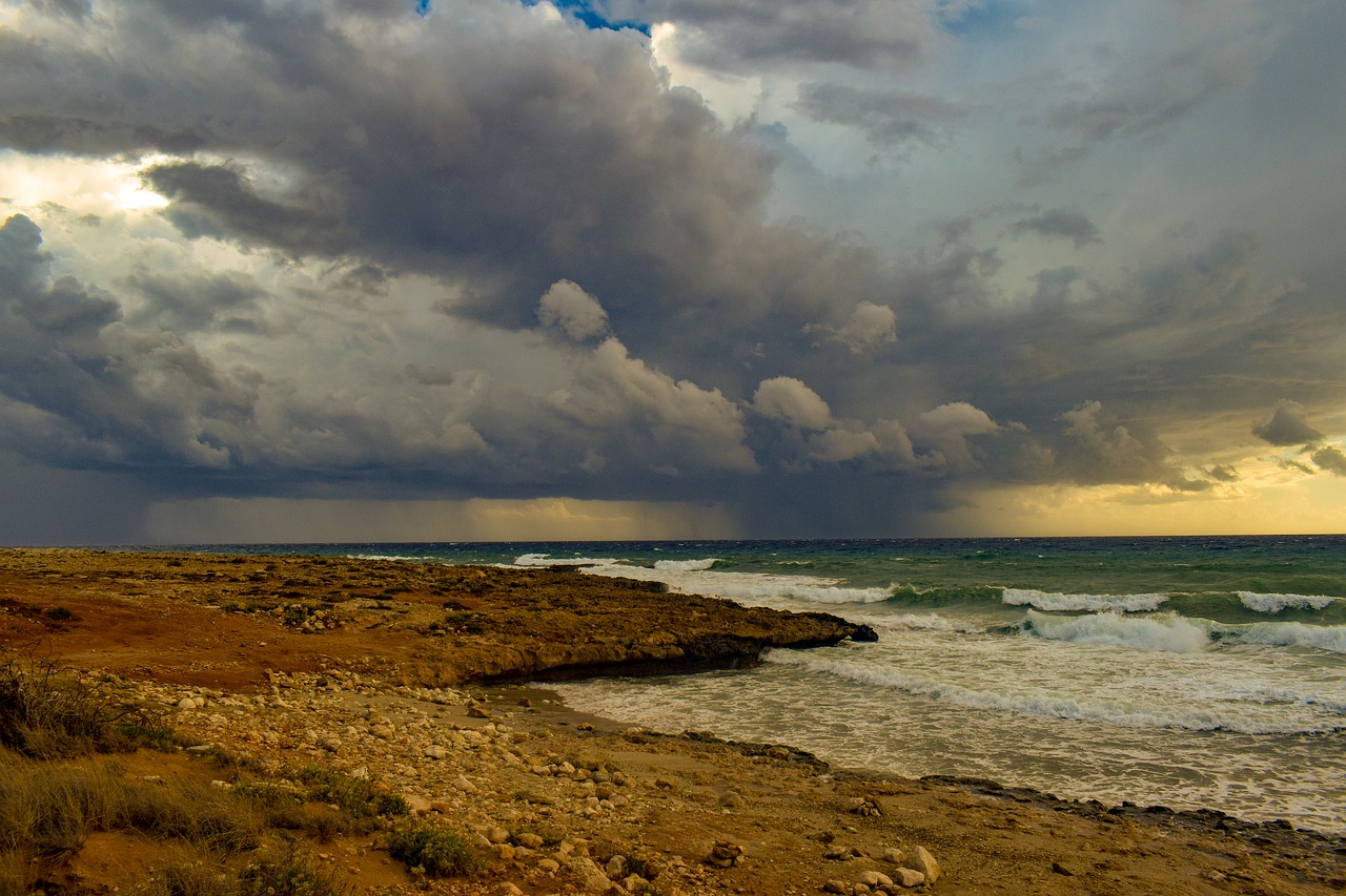 storm  rocky coast  waves free photo