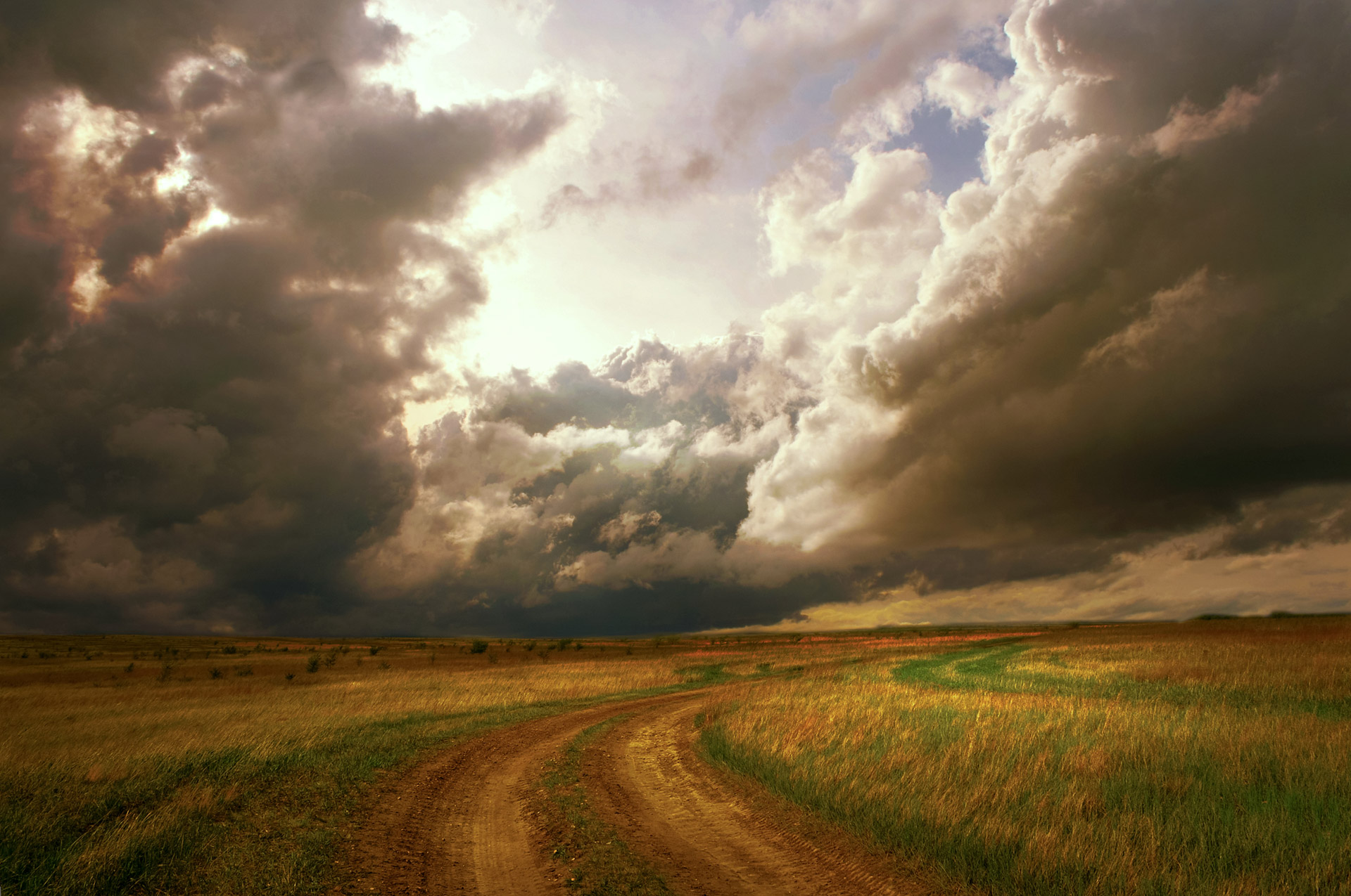 road field storm free photo