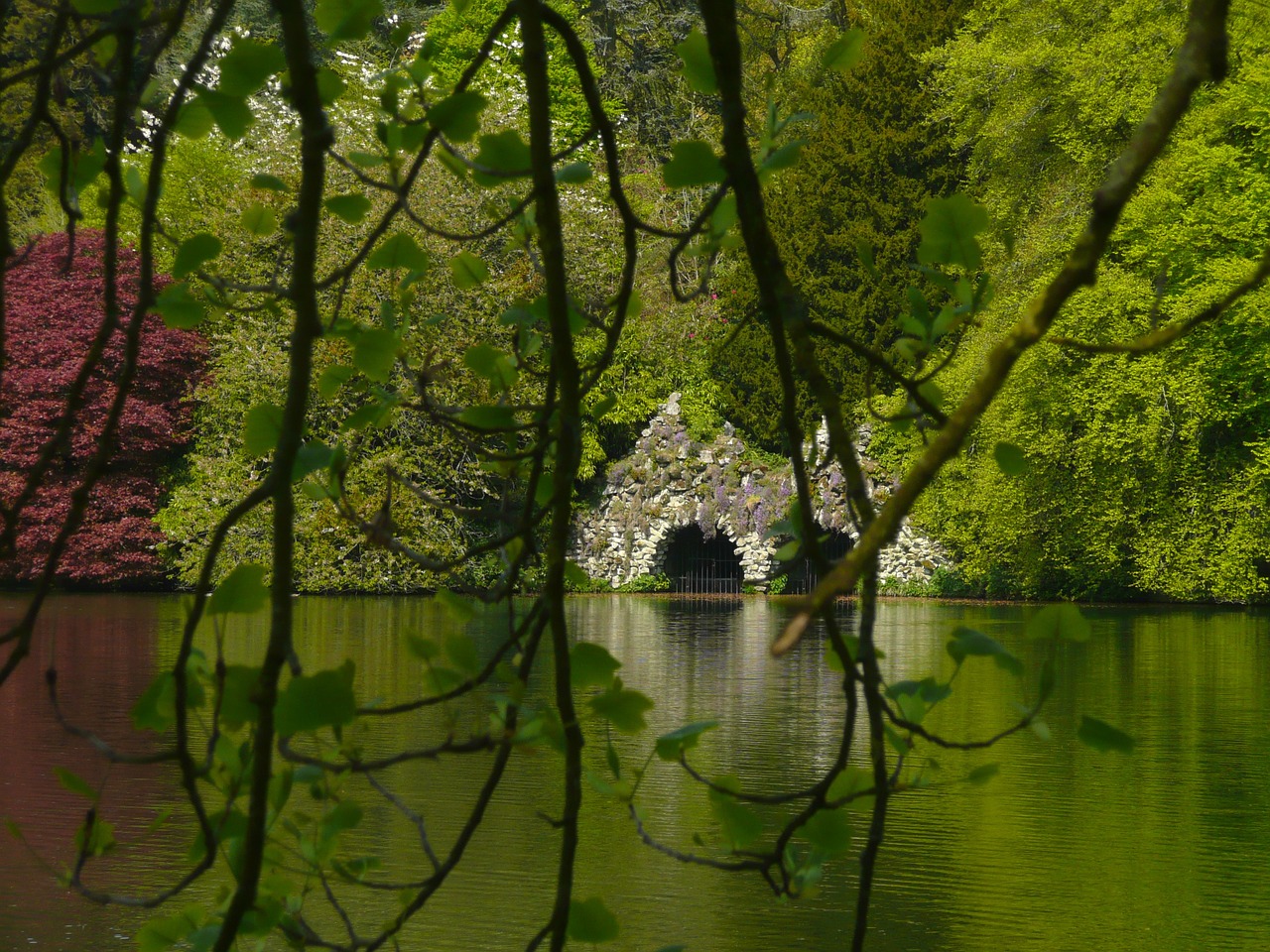 stourhead park lake wiltshire garden free photo