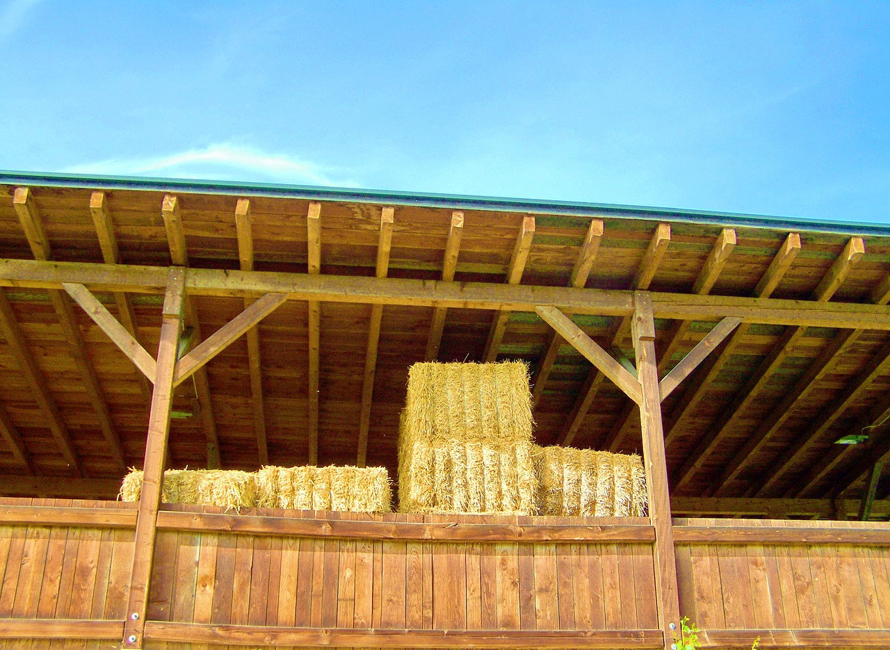 straw bales straw storage barn wooden constructions free photo