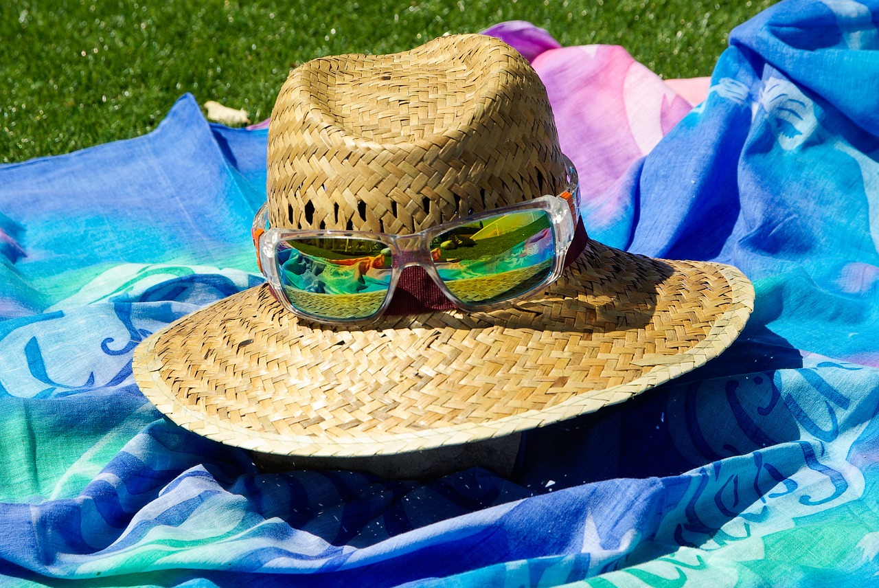 straw hat pareo sunglasses free photo