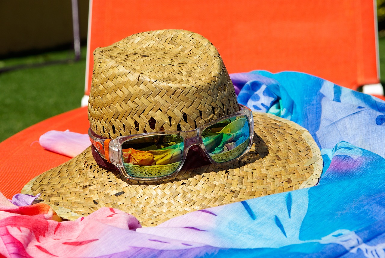 straw hat pareo sunglasses free photo