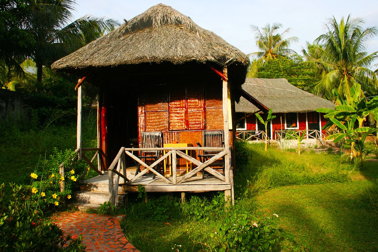 straw hut cabin vietnam free photo